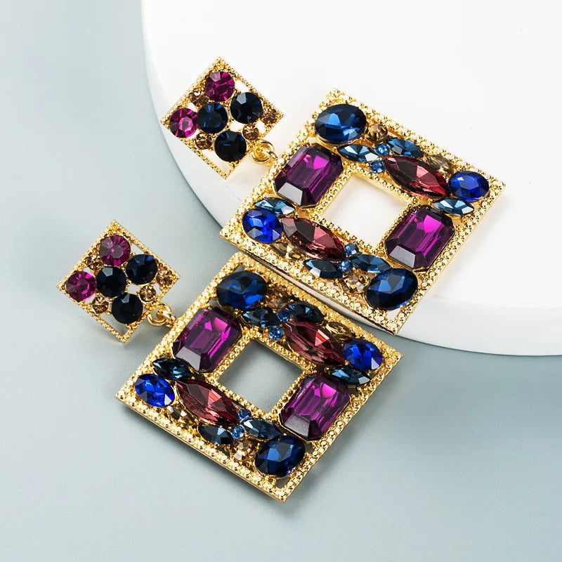 Multi-Colored Squared Earrings